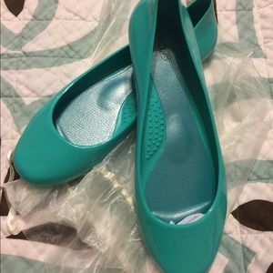 Teal OkaB Taylor flats in Sea Glass
